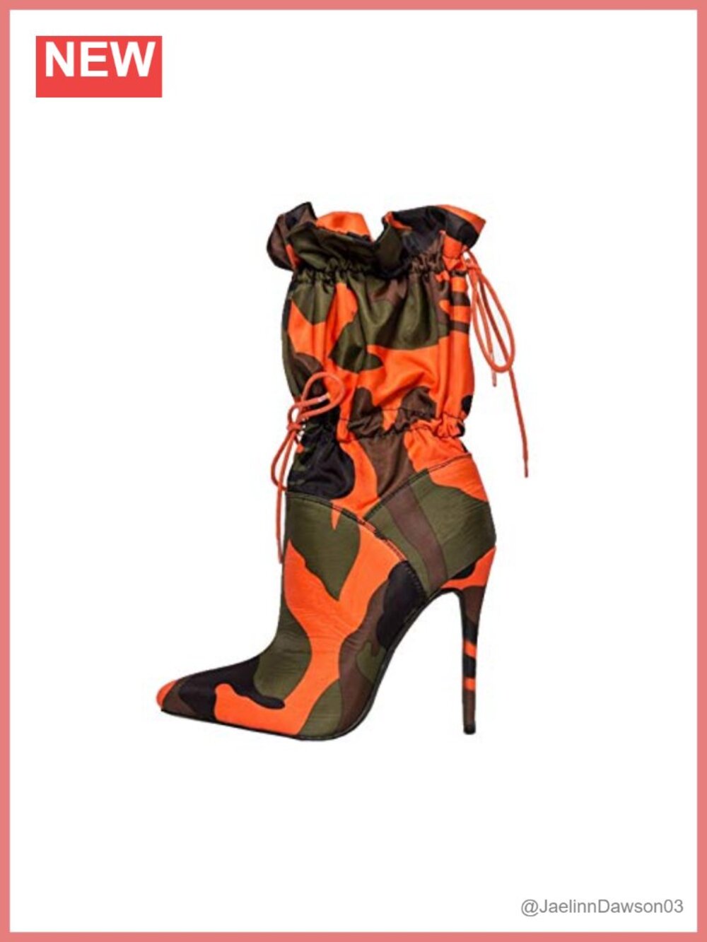 Women's Camouflage Pointed Toe High Heel Stiletto Lace Up Ankle Boots